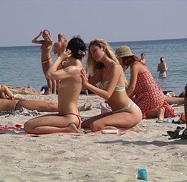 horny milf fucked on the beach with daughter