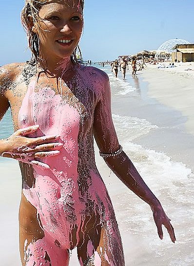 oiled beach girl