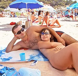 on the nude beach masturbating