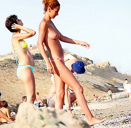 exhibitionist girl naked beach shameless