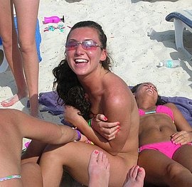 exhibitionist girl naked beach shameless